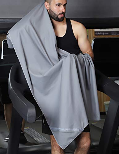 Rainleaf Microfiber Towel Perfect Travel & Sports &Beach Towel. Fast Drying - Super Absorbent - Ultra Compact. Suitable for Camping, Backpacking,Gym, Beach, Swimming,Yoga,Gray,24 X 48 Inches