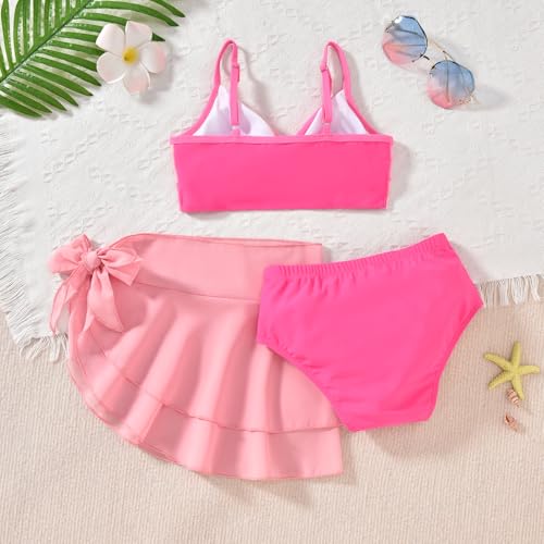 Image of HIHA Girls Swimsuit 3 Piece Bikini with Cover Up Skirts Size 6-12