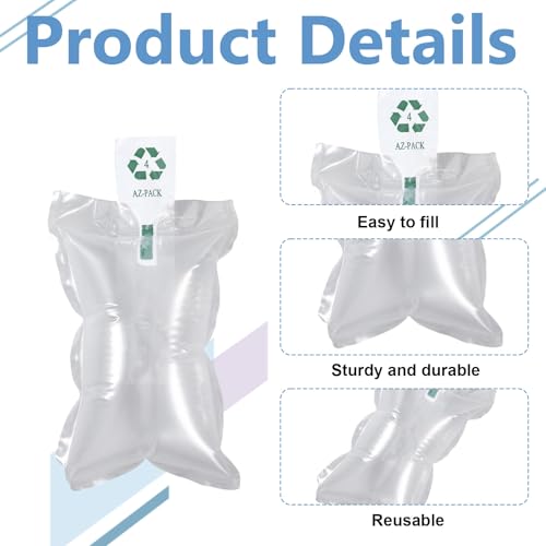100 Stück Verpackungsmaterial Set mit Handpumpe, 20 × 10 cm Verpackungschips für Versandkartons, Luftpolster Füllkissen zum Schutz von Glas, Keramik und Elektronik bei Umzug, Lagerung oder Transport