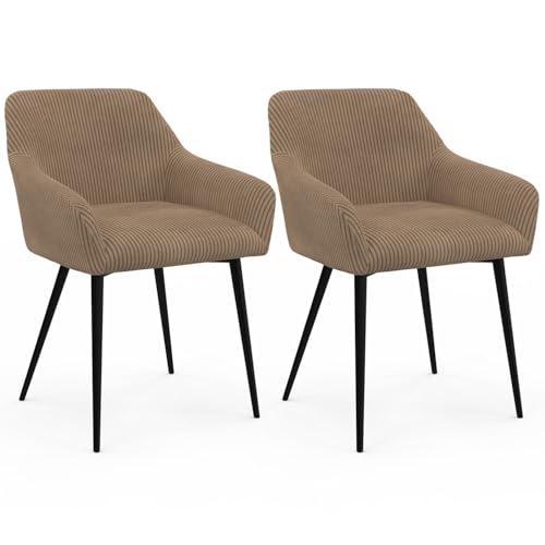 IDMarket - Lot de 2 chaises de Salle à Manger, fauteuils de Table Jany en Velours côtelé Taupe