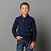 Hope & Henry Boys' Organic Long Sleeve Textured Shawl Collar Sweater, X-Small, Navy Glen Plaid Texture