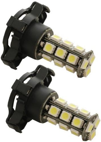 EZ Motoring 2pcs 18-SMD PY24W 12V LED Turn Signal Blinker bulbs 5200 5200S PH24WY - Xenon White