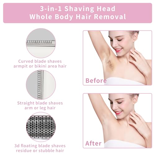 Image of Wet & Dry Electric Razor for Women Men,4 in 1 Rechargeable Led Display Electric Shaver and Facial Hair Remover,Painless Ladies Body Razors for Nose Face Body Leg Bikini Arm Hair (Purple)