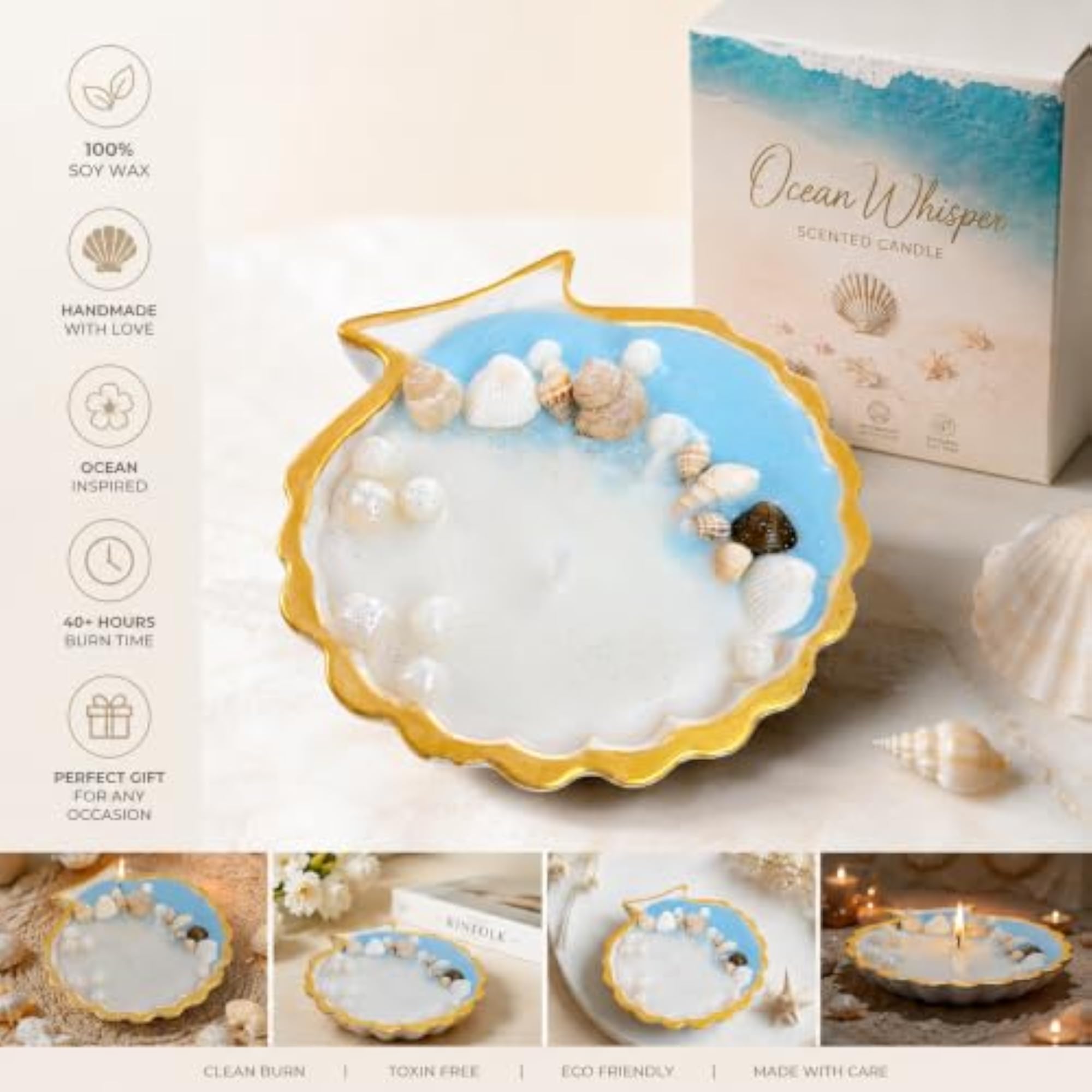 Handcrafted Shell Shaped Decorative Soy Wax Candle