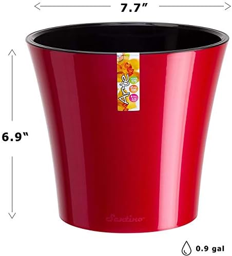 Gardenera 7.7" ARTE Self Watering Planter (Set of 3) in RED-Pearl/Black - Indoor Flower Pot for All House Plants, Flowers, Herbs, Succulents, Orchideas, Dahlias and African Violets