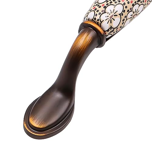 ZONADAH Set of 4 Vintage Cabinet Ceramics Handles, Hole Distance 96mm, Antique Flower Pattern Cabinet Pull Handles - Image 4