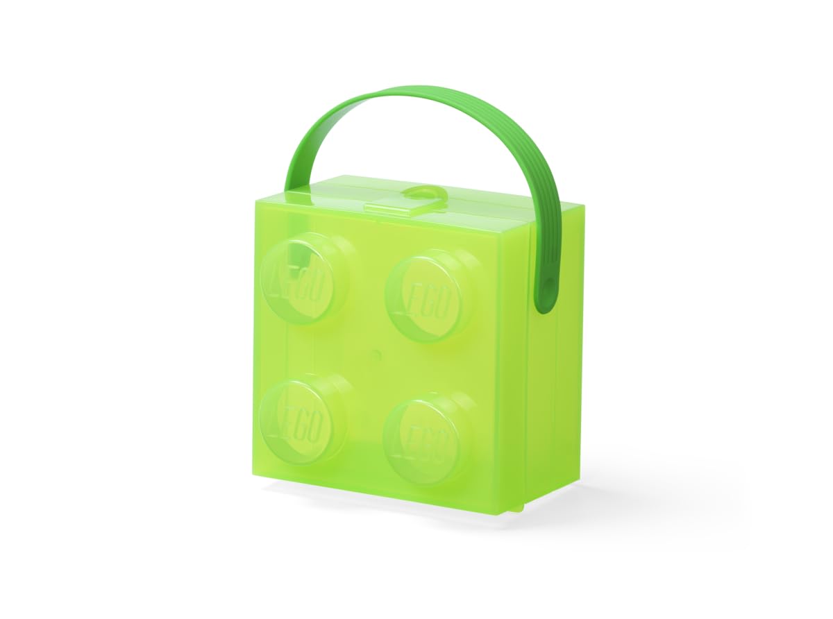Room Copenhagen LEGO Box with Handle, Portable Storage Box, Translucent Light Green (Translucent Green)