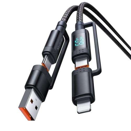 Mcdodo 4in1ケーブル 60W PD急速充電 USB-A&USB-C to USB-C&Lightningケーブル 出力スクリーン表示 高速データ転送 ライトニングコード Type Cコード MacBook iPad iPhone 17/16/15/14~5シリーズ iPhone Air Xperia Galaxy Pixel AQ-UOS Arr-ows Android各種対応 1.2m