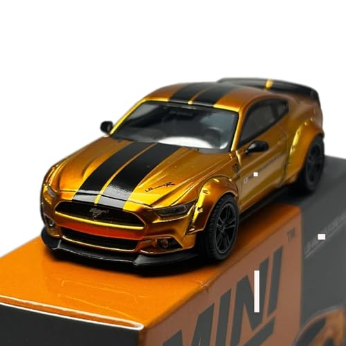 Auto de metal 1:64 Mustang LB Works Ford Gold modelo coleccionable miniatura 3