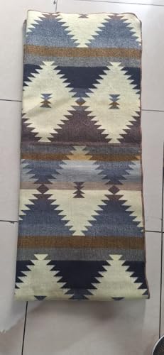 Image of Alpaca Wool Blanket, King Size 100 x 83, Reversible 2 in 1, Thick and Ultra Soft, Hypoallergenic, Non-Itchy, Handmade in Ecuador. Premium Alpaca Wool Thtow Blanket for Cozy Comfort.(Blue and Brown)