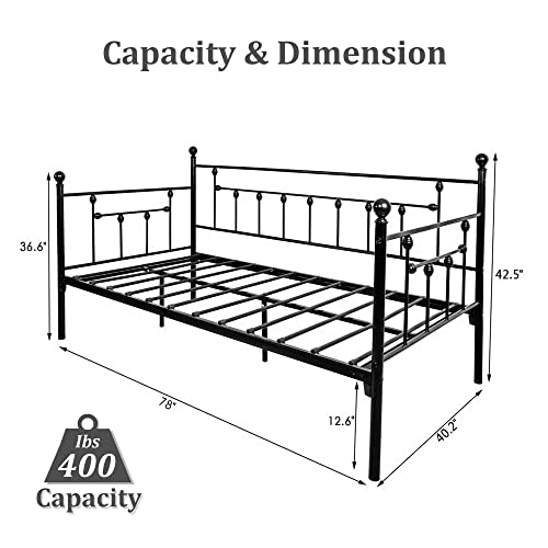 Metal-Daybed-Frame-Twin-Size-with-Steel-Slats-Platform-FurnitureBlack 414hOPhDiRL