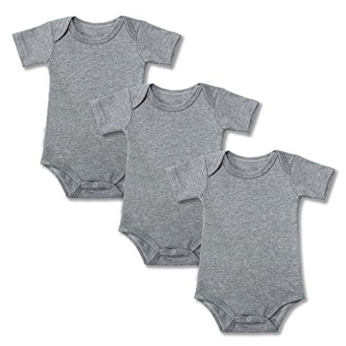 Baby Onsies 100% Cotton Short Sleeve Baby Bodysuits Solid Color Infant Bodysuits for Newborn Baby 3-Pack