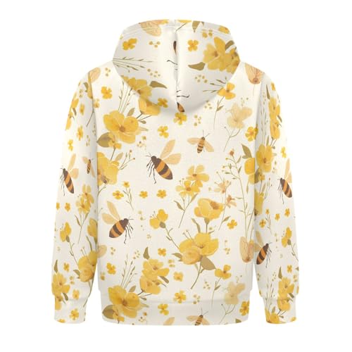 KLL Embroidery Bee Butterfly Flowers Watercolor Toddlers and Boys' Sweatshirts Sweater Casual Pullover Hoodie Kangaroo2