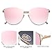 SOJOS Mirrored Flat Lens Fashion Sunglasses for Women SJ1085 with Gold Frame/Gradient Pink Mirrored Lens