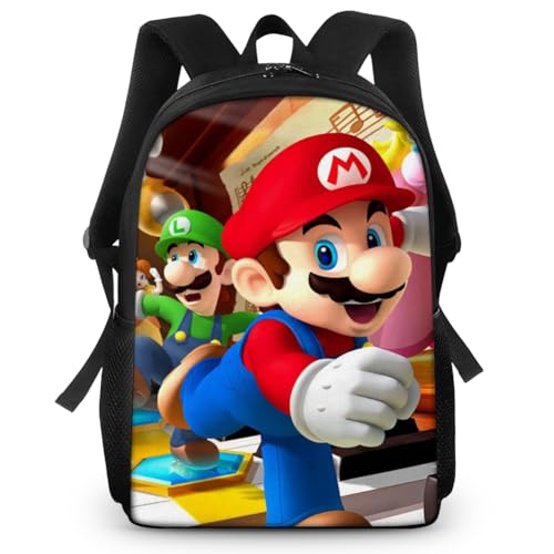 Mario mochila super anime mochilas infantis, mochilas infantis casual grande capacidade, anime cartoon pacote mala diário meninos e meninas para ao ar livre para viagem escolar
