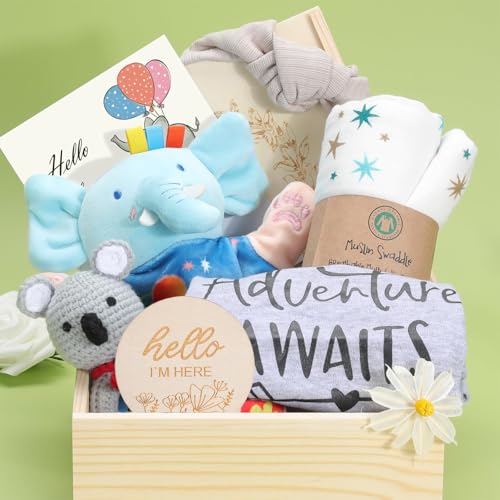 Omebel Baby Shower Gifts for Boys Girls,Baby Boy Gifts,Newborn Baby Gifts,Baby Boy Girl Gift Basket,Unique Baby Gift Essential Stuff,Gender Reveal Gifts, Swaddle Blanket