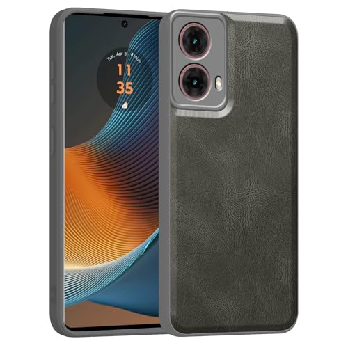 Image of amazon basics Back Cover for Moto Edge 50 Fusion 5G | Ultra Slim Soft Rubberised Case | Oil Feel Soft Leather Back | Camera Protection - Gray
