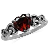 Silvershake 1.15ct. Natural Heart Shape Garnet 925 Sterling Silver Celtic Knot Ring Size 9