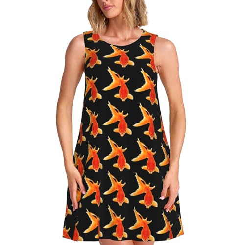 Robe t-shirt ample décontractée en coton léger imprimé poisson