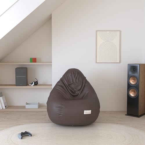 Image of Sattva Classic Teardrop Shape Bean Bag Cover Without Beans XXXL Size - Brown