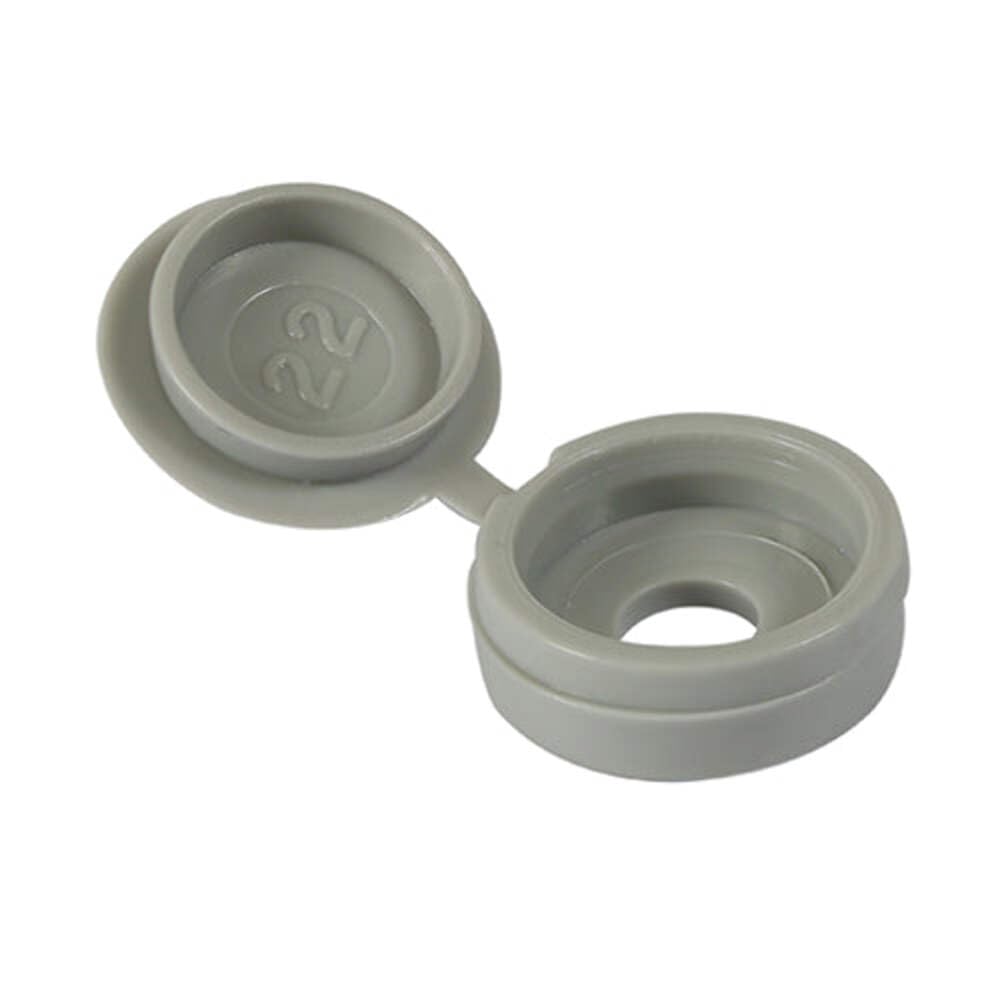 Timco - Hinged Screw Caps - Large Light Grey To fit 5.0 to 6.0 Screw - 50 Pieces