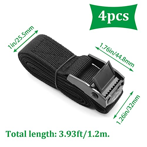 Seamaka 4 Pcs 3.93Ft Reusable Lashing Straps With Buckles (Antirust Alloy),Adjustable Cam Buckle Tie Down Cinch Strap(1" X 47.2") O-017-1.2 #TOP2