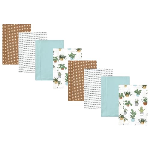 Image of Hudson Baby Cotton Poly Flannel Burp Cloths Multipack, Plants 8-Pack, One Size