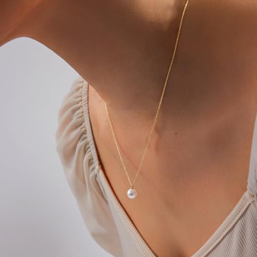 Image of Zeffy Gold Pearl Necklace for Women, Dainty 14K Gold /Silve Plated Layered Pearl Choker Pearl Earrings Pearl Bracelets Wedding Trendy Gold Jewelry Set for Women Gifts