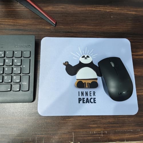 Image of Premium Cute Panda Mouse Pad - Stylish Printed Mousepad with Durable Non-Slip Rubber Base & Smooth Control Surface for Laptop, Desktop & Office Use (Panda Inner Peace)