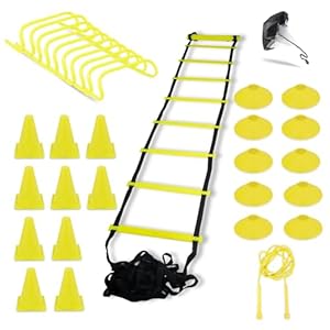 Dixon Fitness Training Set | Personal Training Set Includes 10x Hurdles,10x Soccer Cones, 1x Agility Ladder, 10x Marker Cones, 1x Skipping Rope, 1x Speed Chute