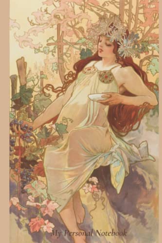 Four Seasons Mucha Notebook: My Personal Notebook. College Lined Paper. An Art Notebook Blank ( Mucha - Autumn ). Size 6 x 9 ( A5 ) 120 Page Journal