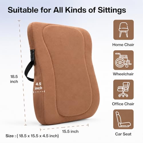 Image of Aasan Lumbar Support Pillow for Office Chair & Car Seat - Ergonomic Back Support Cushion for Lower & Upper Back Pain Relief | Comfortable Spine & Waist Support for Long Sitting (Brown)