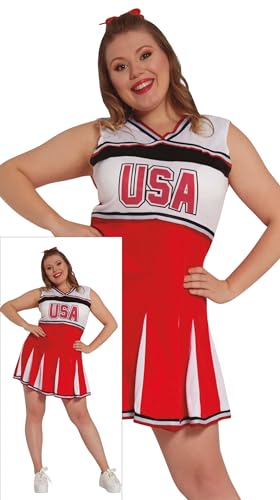 FIESTAS GUIRCA | Disfraz de Animadora Adulta (36-38/S) - Vestido para Fiestas Deportivas y Celebraciones - Ideal para Halloween, Carnaval y Fiestas de Disfraces - Para Adultos - Rojo y Blanco