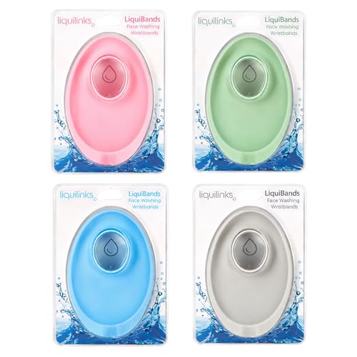 LiquiBands Face-Wash Wristbands - Catches Drips (Pink, Blue, Grey, & Green) image 3