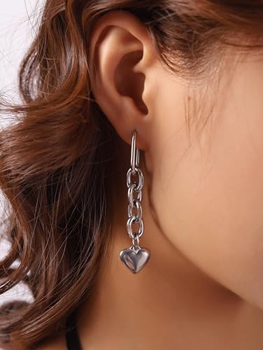 Boucles d'oreilles gothiques punk légères cœur anti-allergie grunge - 5