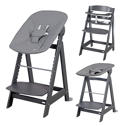 roba Trona Evolutiva Born Up - Set 2 en 1 con Asiento para Recién Nacido 'roba Style Antracita' - Silla Ajustable con Función Reclinable - Desde el Nacimiento - Antracita