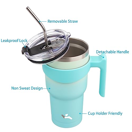 Image of Konokyo 30 oz Tumbler with Handle and Straw, Insulated Travel Mug