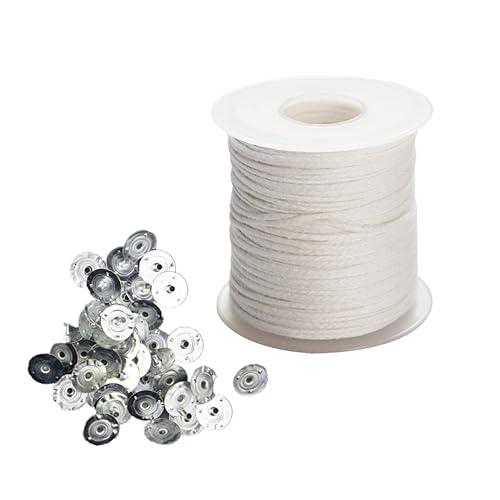 TEHAUX Homemade Candle Kit 300pcs Cotton Wicks Wick Tabs Holders Pre-Waxed Wick Spool for Candle Making DIY Crafts