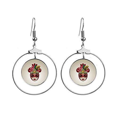 Boucles d'oreilles rondes masque facial de Venise Carnaval