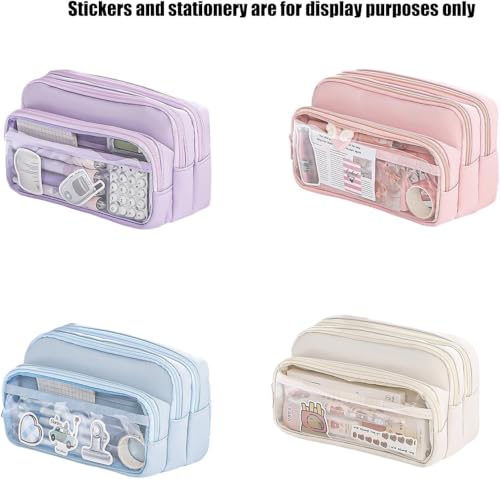 Image of U & U UNIQUE UTILITIES Pencil Pouch for Girls Aesthetic | Large Capacity Pencil Case | Cute Pouches for School Girls | Pouch for Stationery (Beige)