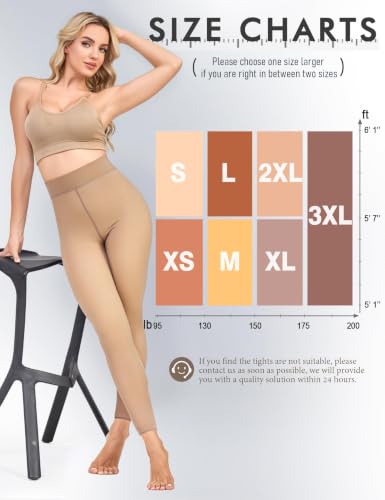 Image of Fleece Lined Tights Footless Women Sheer Warm Pantyhose Leggings Toeless Fake Translucent Thermal Thick Winter No Feet Tights