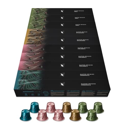 NESPRESSO ORIGINAL Master Origin Auswahl 100 Kaffeekapseln | Kaffee Mix aus reinen Herkunftsländern für Espresso & Lungo | Mittlere und dunkle Röstung