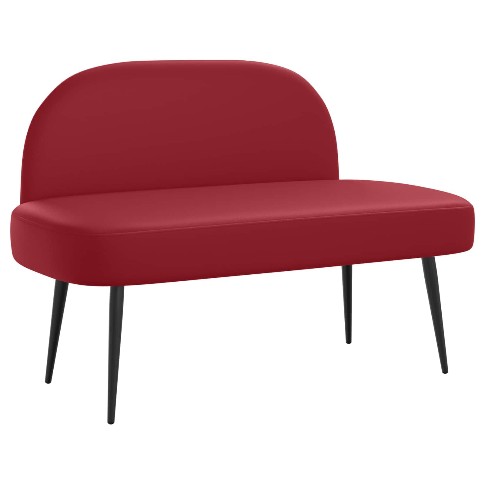 Gepolsterte Bank mit Rückenlehne Weinrot - 110 x 60 x 76 cm Kunstleder Sitzbank für Esszimmer, Wohnzimmer und Flur - Moderne Küchenbank 2-Sitzer mit Metallbeinen