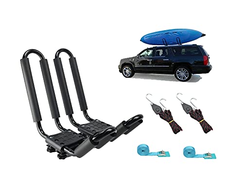 Mrhardware A01 Kayak Roof Rack for SUV Car Top Roof Mount Carrier J Cross Bar Canoe Boat (1 Pairs)