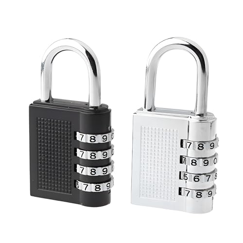 Image of Oblivion Number Lock Set of 2 - Multicolour 4-Digit Number Combination Anti-Theft Metal Lock for Travel Bag, Luggage, Door, Tool Box, Resettable PIN Number Padlock (Initial Password 0-0-0-0)