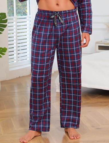 ENJOYNIGHT Mens Flannel Pajama Pants 100% Cotton Lounge Bottoms Plaid Pjs2