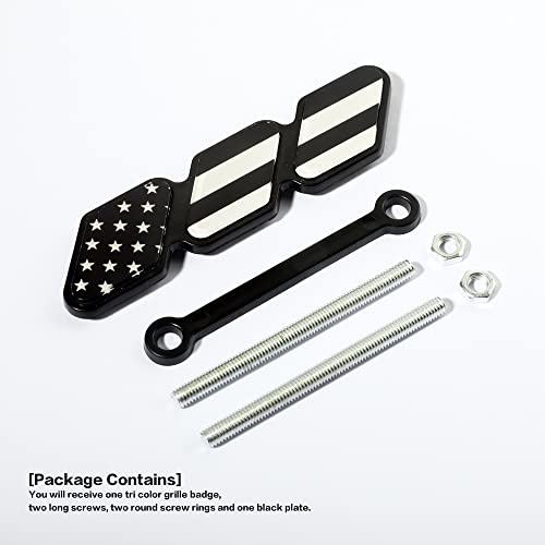 Image of Tri-Color Grille Badge Emblem Decoration Accessories, Classic Retro Accessories,Universal Compatible with Toyota 4Runner Tacoma Tundra and Other Mesh or Slotted Grille (Black Flag)