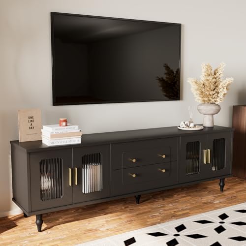 BXEYXE Lowboard. TV-Möbel im Retro-Stil: goldene Griffe. viel...