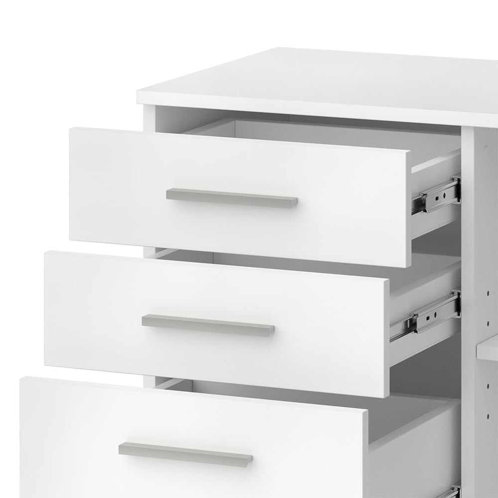 Vicco Piedistalli mobili Delf, Bianco, 40 x 80 cm con 3 cassetti, utilizzabile in modo flessibile con ruote per un facile cambio di posizione