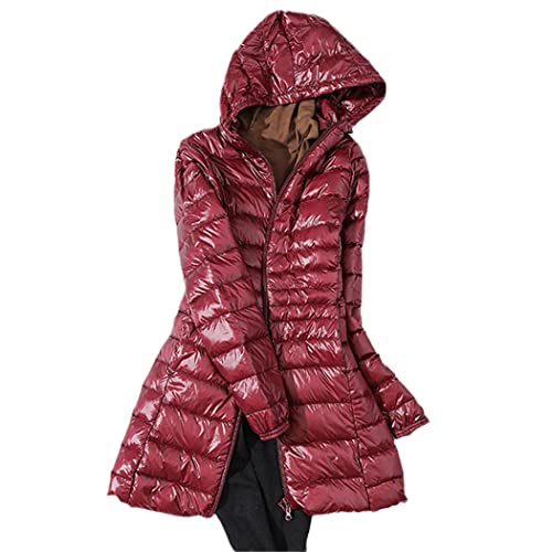 Parka long en duvet de canard blanc doudoune chaude bordeaux chic